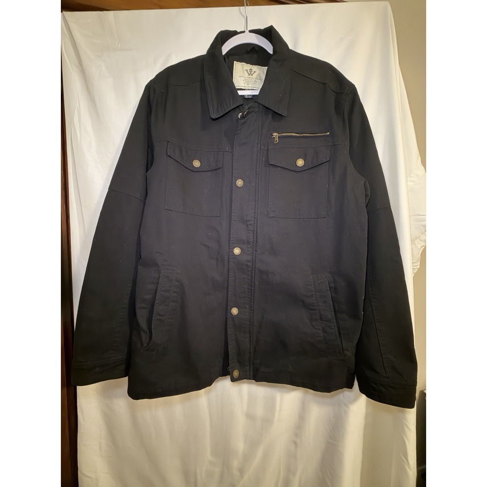 WenVen Originals Men's Military Field black lined full zip and snap coat‎ sz xl
